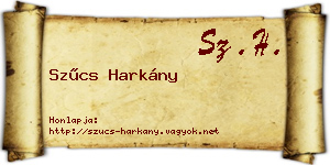 Szűcs Harkány névjegykártya